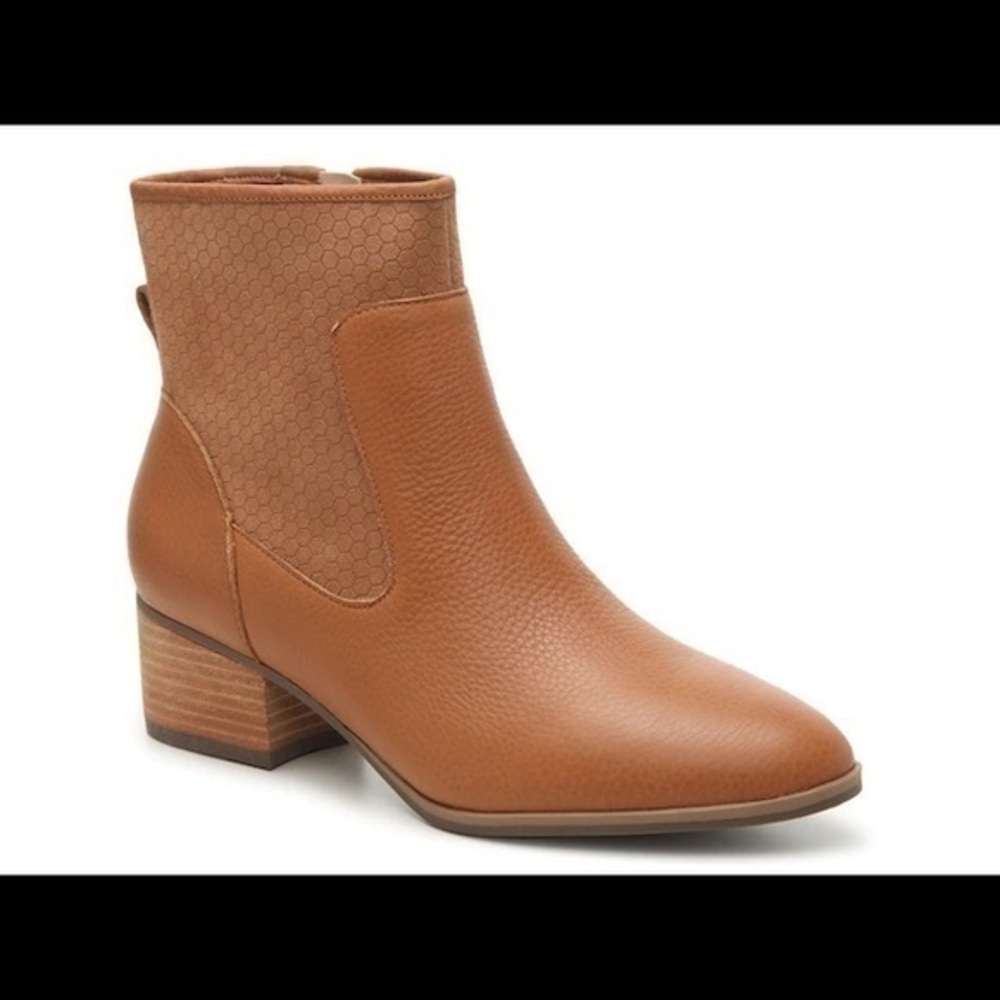Dr Scholl’s Tawny Tan Leather Ankle Booties Zip Up